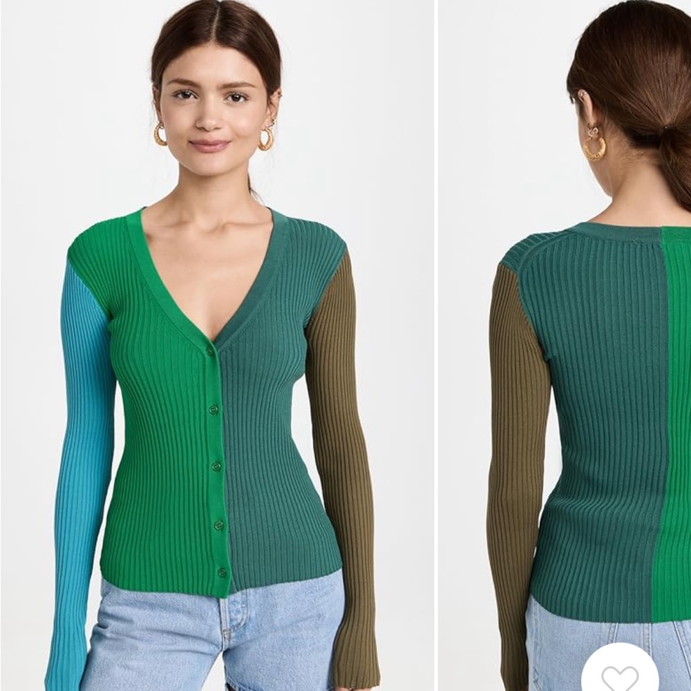 STAUD Multicolor V-Neck Cardigan